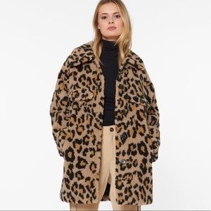 SANCTUARY Leopard Print Faux Sherpa Jacket Size S